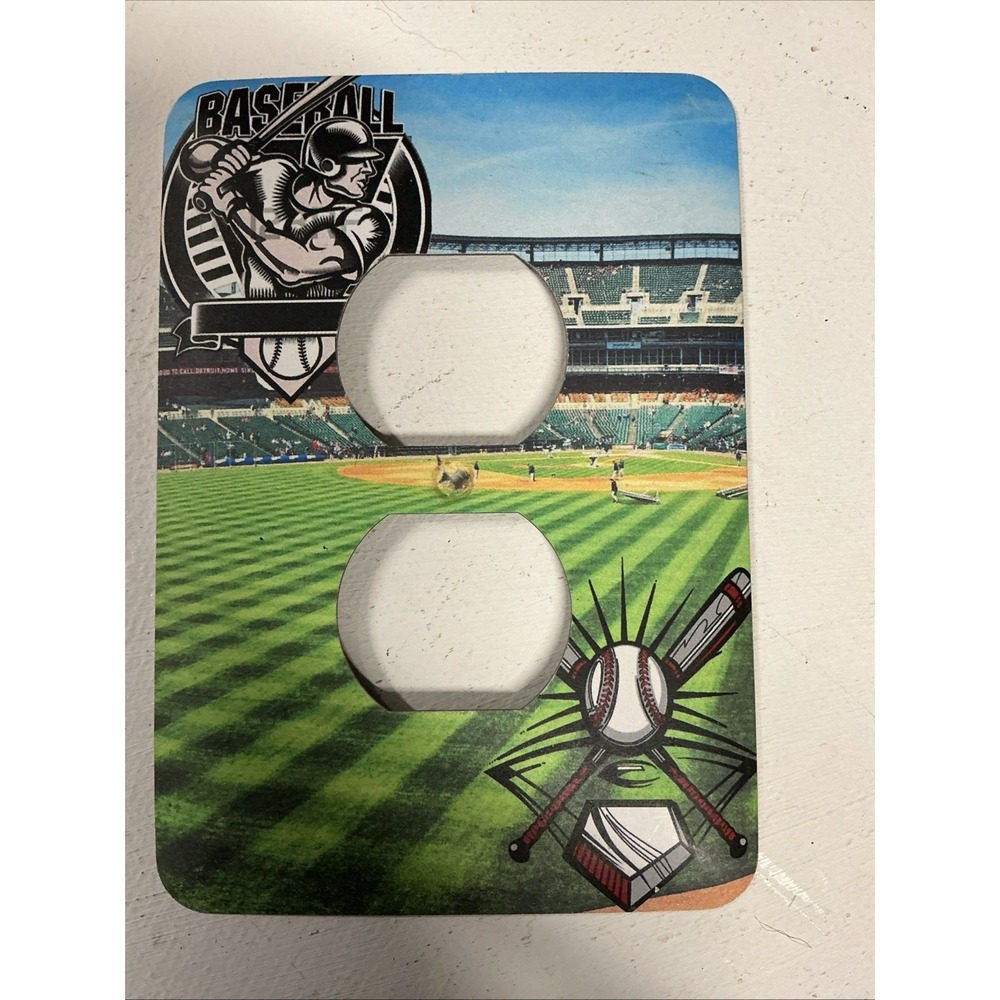 Baseball Ballpark Heavy Steel Wall Plug In Plate Cover Man Cave